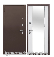 Входная металлическая дверь Тайга 7 см Эмалит белый Зеркало производителя E-Trade