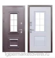 Входная металлическая дверь ПРОТЕРМА 3D Стеклопакет Букле шоколад Белая матовая производителя Феррони